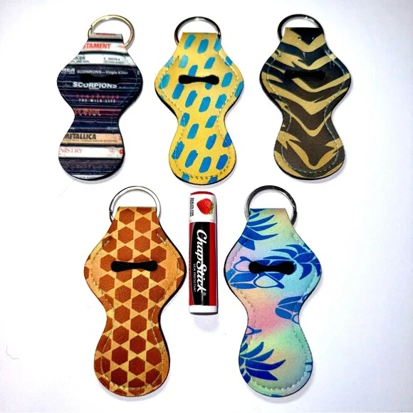 NWOT-Colorful Lip Balm Holder Keychains (5) - Picture 1 of 7